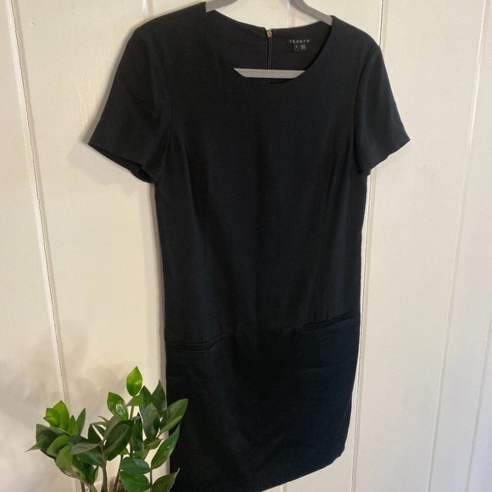 Theory Cassilia Solla Shift Dress Wool Blend Front Pockets